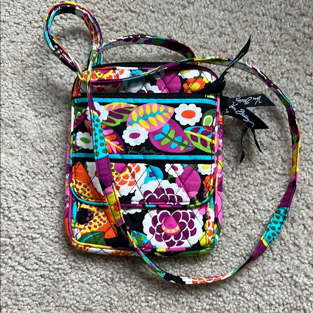 Vera Bradley Pink and Yellow Crossbody Bag